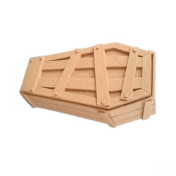 Realistic Halloween Mini Coffin Decoration - Plastic Coffin with Wooden Texture