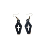 Coffin with Cross Halloween Earrings - Plastic Spooky Earrings for Festive Fun