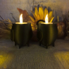 Mini Halloween 2 Pcs Spooky Cauldron Tea Lights Holders - Spooky Home Accent