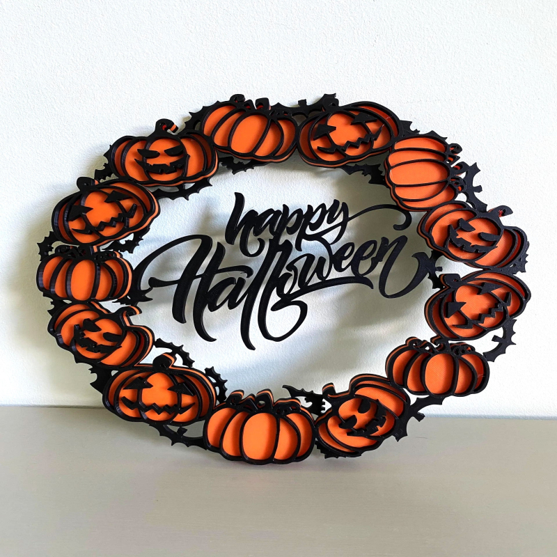 Happy Halloween Plastic Wreath – Spooky and Festive Door or Wall Decoration