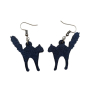 Hissing Cat Earrings - Fierce Halloween Cat Earrings (Plastic)
