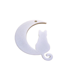 Moon Cat Earrings - Halloween Plastic Earrings with Cat on Crescent Moon