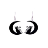Witch Cat Sitting on Moon Earrings Plastic –Enchanting Accessories for Halloween