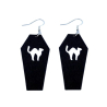Halloween Cat Coffin Earrings - Spooky Plastic Earrings with Cat Coffin Design