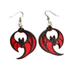 Spooky Black & Red Bat...