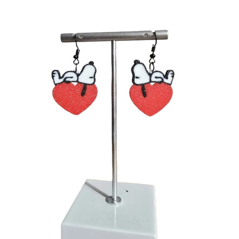 Snoopy Heart Valentine's Earrings -Plastic | Cute Valentine's Day Snoopy Earring