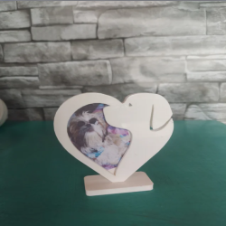 Dog Heart Shaped Photo Frame – Adorable Pet Picture Holder for Dog Lover - White