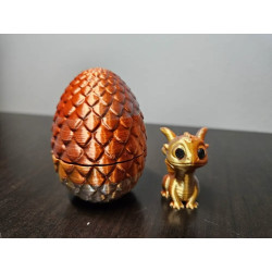 Golden Dragon Egg with Baby Dragon Inside – Mystical Fantasy Collectible -Gold
