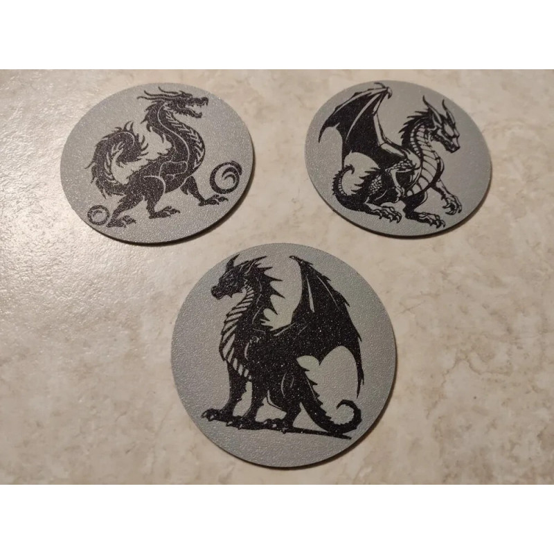 3-Piece Dragon Coaster Set – Mythical Fantasy Drink Coasters