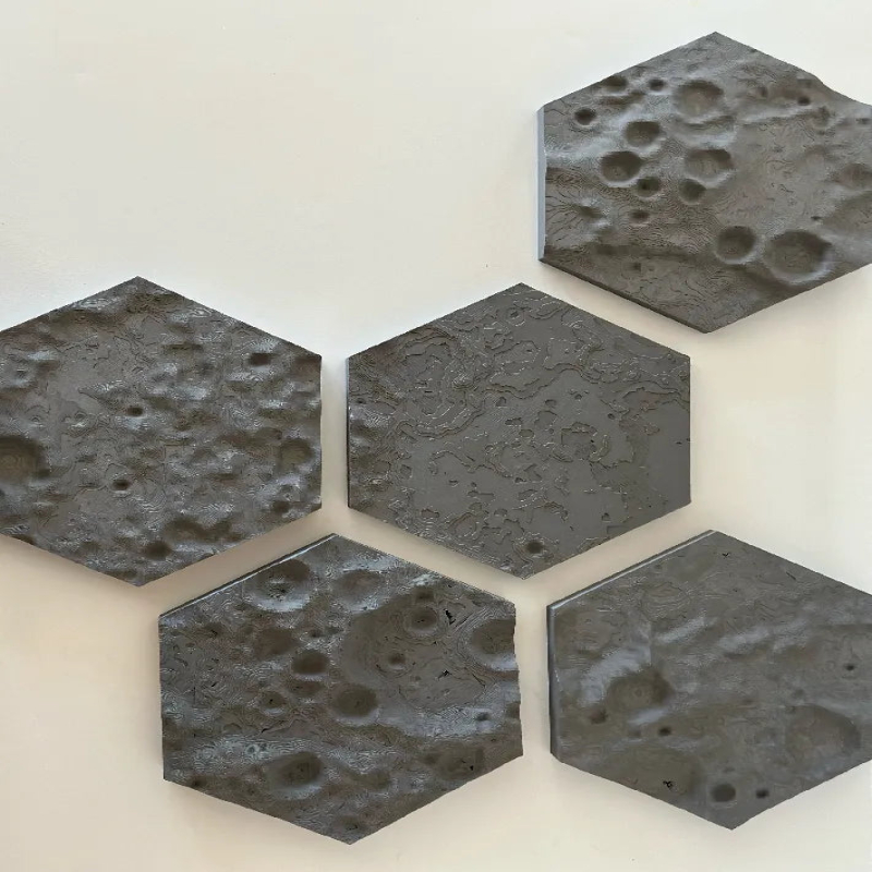 Hexagon Moon surface  5 Pcs Wall Art-Wall Mounted Art Piece