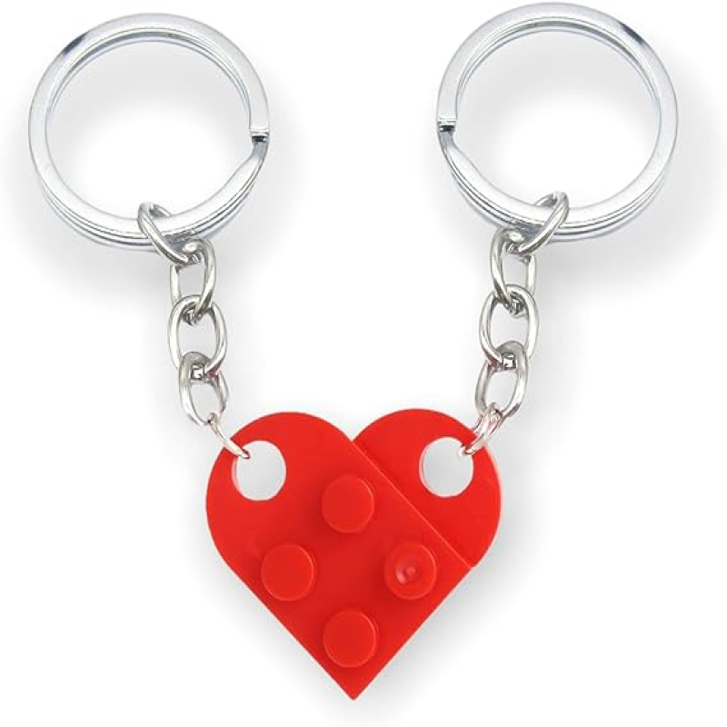 Lego Brick Heart Keyring - Love Heart Keyring Small Brick Heart Keychain
